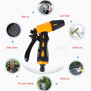 Vòi xịt nước tăng áp thông minh rửa xe, tưới cây có đầu xoay thay đổi tia nước tiện lợi có chốt khóa cố định chống mỏi tay