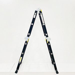 Thang nhôm gấp 4 đoạn Sumika SKM203 NEW (chữ A - 1.73m, chữ I - 3.58m), 14 tư thế sử dụng, tải trọng 150kg, sơn tĩnh điện, chống trầy xước, khóa chốt cao cấp, nhiều đế cao su chống trượt