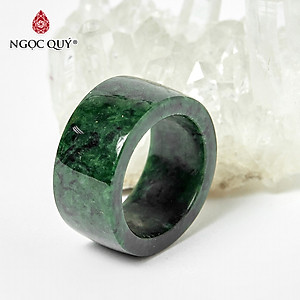 Nhẫn nữ cẩm thạch sơn thủy đường kính 18mm mệnh hỏa, mộc - Ngọc Quý Gemstones