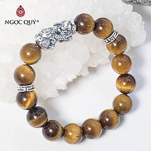 Vòng tay đá thiên nhiên phối charm tỳ hưu bạc thái size hạt 12mm - Ngọc Quý Gemstones