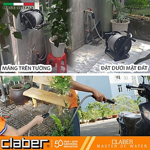 Bộ Vòi Tưới Cây, Vòi Rửa Xe Claber Aquapony Kit 8884, 15 mét, vòi xịt 2 chế độ, 4 khớp nối nhanh, 1 đầu nối vòi nước