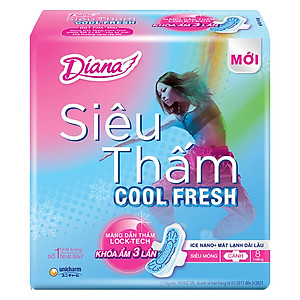 Combo 6 Băng vệ sinh Diana Siêu thấm Cool Fresh Siêu mỏng Cánh gói 8 miếng