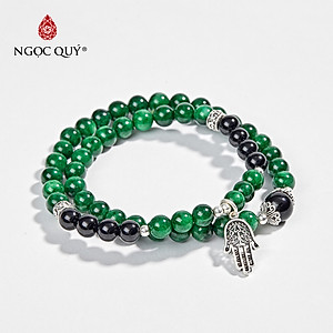 Vòng 2 Line Đá Cẩm Thạch Sơn Thuỷ Phối Charm Bạc (6mm) Ngọc Quý Gemstones