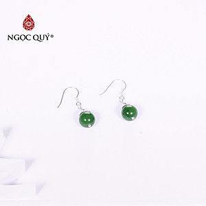 Bông tai bạc đá ngọc bích mệnh hỏa, mộc - Ngọc Quý Gemstones