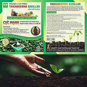 1kg Chế phẩm vi sinh Trichoderma TRIBAC. Nấm Đối Kháng cực mạnh. Ngăn chặn tuyến trùng, nấm bệnh gây vàng lá thối rễ. Ủ phân chuồng hoai mục