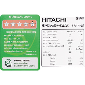 Tủ lạnh Hitachi Inverter 540 lít R-FW690PGV7 GBK