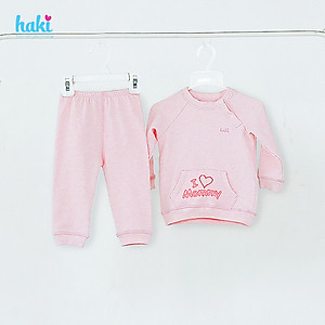 Bộ quần áo dài tay raglan cài chéo Melange Cotton cao cấp cho bé Haki BC005