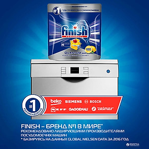 Túi 36 viên rửa chén Finish Quantum Max Dishwasher Tablets Lemon Sparkle QT09446 - hương chanh