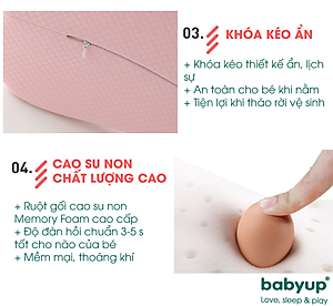 Gối cho bé Babyup, cao su non cao cấp, mềm mại, thoáng khí, giúp con ngủ ngon hơn - Dành cho bé từ 5 tháng đến 4 tuổi