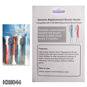 Bộ 4 đầu bàn chải đánh răng điện P-HX-6044 cho máy Philips Sonicare HX3, HX6, HX7, HX8, HX9, R, FlexCare +, FlexCare, HealthyWhite, HydroClean, EasyClean, DiamondClean-Hết viêm nha chu, nướu lợi