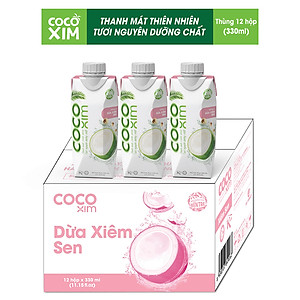 Thùng 12 Hộp Nước Dừa Cocoxim Sen (330ml x12 Hộp)