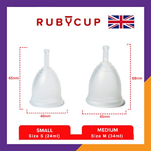 Cốc Nguyệt San Ruby Cup Anh Trong Suốt - Độ Mềm Phù Hợp Phụ Nữ Việt - Vật liệu 100% Sillicon Y Tế Đạt Tiêu Chuẩn FDA – Hàng Chính Hãng Thương Hiệu Được Yêu Thích Tại Anh Và Hơn 36 Quốc Gia - Ruby Cup Clear