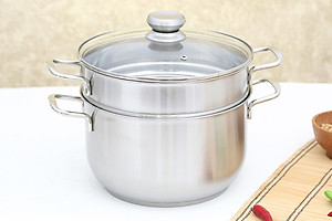 Bộ Nồi Inox 3 Đáy Gồm 3 Nồi 1 Chảo 1 Xửng Fivestar FS08CG1 - Hàng Chính Hãng