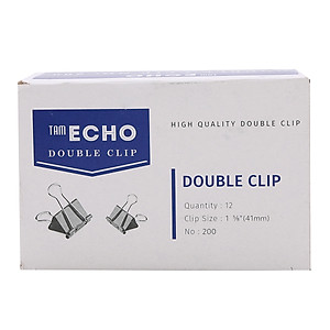 Bộ 2 Hộp Kẹp Bướm Echo (41mm) - Đen ( 12 Kẹp/Hộp)