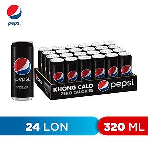 Thùng 24 Lon Nước Uống Có Gaz Pepsi Không Calo (320ml/Lon)
