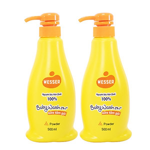 Bộ 2 Chai Sữa Tắm Gội Wesser 2in1 Hương Phấn (500ml x 2) - Cam