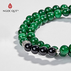 Vòng 2 Line Đá Cẩm Thạch Sơn Thuỷ Phối Charm Bạc (6mm) Ngọc Quý Gemstones