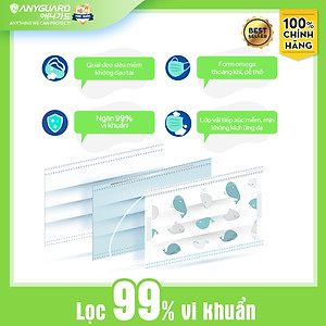 Khẩu Trang Trẻ Em Anyguard Hàn Quốc 3 Lớp Chính Hãng (Cỡ Lớn Cho Bé Dưới 13Tuổi - Hộp 50 Chiếc)-베이비 마스크 - Face Mask For Kids Under 13 yearsold-ISO 9001:2015, ISO 13485:2016, QCVN 01:2017/BTC