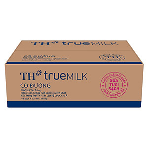 Thùng Sữa Tươi Tiệt Trùng Có Đường TH True Milk (220ml x 48 Bịch)