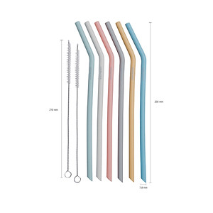 Bộ 6 Ống Hút Silicone Có Thể Tái Sử Dụng Kèm 2 Cọ Rửa Lock&Lock TLL080 ( 250 x 78 mm)