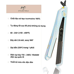 Máy Duỗi Tóc PYT Ceramic Styling Tool Laser Print (2 trong 1) - Màu Kim Cương Bạc - Nhiệt Hồng Ngoại Xa - Kết Hợp Kẹp Và Uốn Tóc