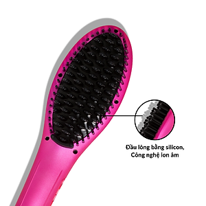Lược Điện Tạo Kiểu Tóc PYT Thermal Styling Brush - Màu Hồng - Có Thể Duỗi Và Làm Phồng Chân Tóc - Công Nghệ Ion Âm Và Nhiệt Hồng Ngoại Xa