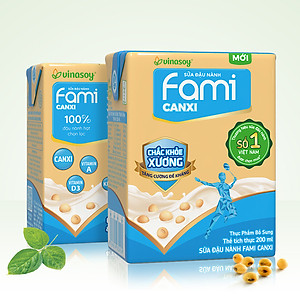 Thùng sữa đậu nành Vinasoy Fami Canxi Nguyên vị (200ml x 36 hộp