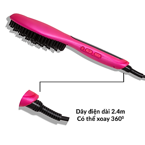 Lược Điện Tạo Kiểu Tóc PYT Thermal Styling Brush - Màu Hồng - Có Thể Duỗi Và Làm Phồng Chân Tóc - Công Nghệ Ion Âm Và Nhiệt Hồng Ngoại Xa