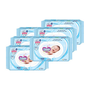 Combo Tiết Kiệm: 6 Gói Khăn Ướt Bobby Care Không Hương 100 Miếng/Gói
