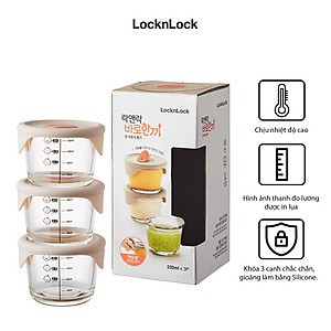 Hộp đựng thức ăn cho bé Lock&Lock có vạch chia 230ml x 3 hộp LLG508S3