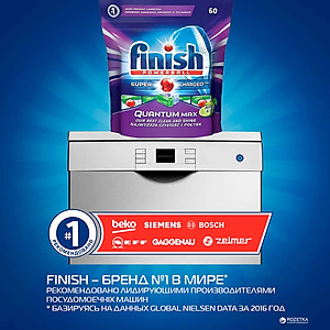 Túi 60 viên rửa chén Finish Quantum Max Dishwasher Tablets Apple&Lime QT025461 - hương chanh, táo