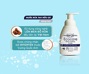 Nước rửa tay hữu cơ diệt khuẩn dạng bọt tinh dàu Cam 250ml thương hiệu Ecocare
