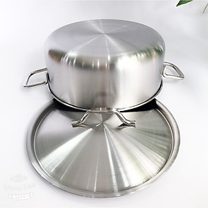 Bộ Nồi Inox 430 cao cấp 1 Đáy Fivestar 3 Chiếc Nắp Inox , dùng được mọi bếp , tặng 1 rổ inox 22cm