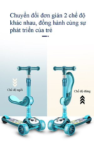 Xe Trượt Scooter Trẻ Em Có Ghế Gấp Gọn 3 Bánh Phát Sáng, Có Nhạc Và Đèn Báo, Dành Cho Bé Từ 2-12 Tuổi
