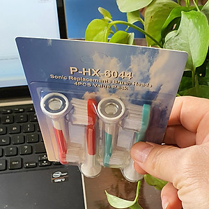 cho máy Philips Sonicare HX3, HX6, HX7, HX8, HX9, R, FlexCare +, FlexCare, HealthyWhite, HydroClean, EasyClean, DiamondClean, Bộ 4 đầu bàn chải đánh răng điện HX-6044 