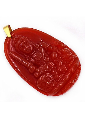 Mặt Phật Văn Thù Bồ Tát thạch anh đỏ 3.6cm - Phật bản mệnh tuổi Mão