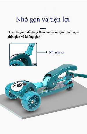 Xe Trượt Scooter Trẻ Em Có Ghế Gấp Gọn 3 Bánh Phát Sáng, Có Nhạc Và Đèn Báo, Dành Cho Bé Từ 2-12 Tuổi