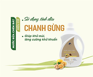 Nước Rửa Chén Hữu Cơ Bồ Hòn Và Tinh Dầu Chanh Gừng 500ml Bảo Vệ Da Tay, An Toàn Cho Bé