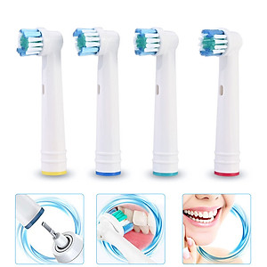 Cho máy Braun Oral B, SB-17A Daily Bộ 4 đầu bàn chải đánh răng điện thay thế, Phá tan mọi mảng bám, cho răng sáng bóng
