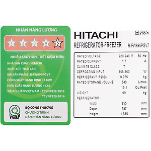 Tủ lạnh Hitachi Inverter 540 lít R-FW690PGV7 GBK