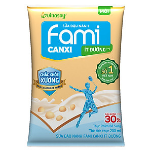 Thùng Sữa đậu nành Vinasoy Fami Canxi ít đường (200ml x 40 bịch)