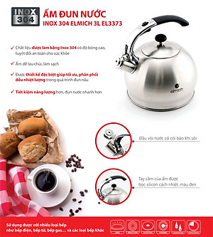 Ấm đun Siêu Tốc bằng inox 304 Elmich EL-3373 3L - 2353373
