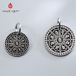 Combo 2 cái charm bạc hình tròn họa tiết lục tự minh chú treo - Ngọc Quý Gemstones
