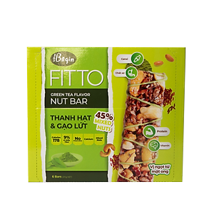 Hộp FITTO Gạo lứt - Hạnh nhân - Trà xanh - Ngũ cốc dinh dưỡng thay thế các bữa ăn (sáng, trưa, chiều, xế, tối) tiện lợi, tốt cho sức khỏe, phù hợp với người bận rộn, tập luyện thể thao