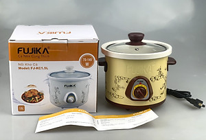 Nồi Kho Cá Thịt,Nấu Chậm,Nấu Cháo ,Chưng Yến 1.5L Fujika KC15 Màu Vàng-Hàng chính hãng