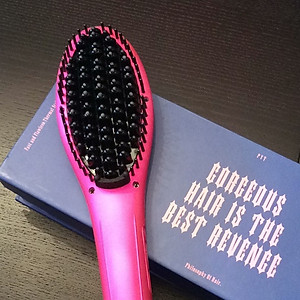 Lược Điện Tạo Kiểu Tóc PYT Thermal Styling Brush - Màu Hồng - Có Thể Duỗi Và Làm Phồng Chân Tóc - Công Nghệ Ion Âm Và Nhiệt Hồng Ngoại Xa