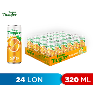 Thùng 24 Lon Nước Trái Cây Twister Cam (320ml/Lon)