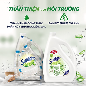 Nước Rửa Chén Bát Sunlight Thiên Nhiên Muối Khoáng & Lô Hội 3.6kg