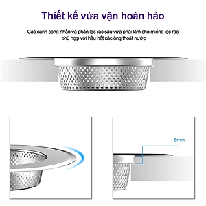 Bộ 02 Miếng Lọc Rác Inox Chặn rác inox Bồn Rửa Chén, Chậu Rửa Bát Cao Cấp Hoàng Gia - Inox 201 Cao Cấp Siêu Bền, Sang Trọng - Kích cỡ size L phù hợp với hầu hết các chậu rửa bát có trên thị trường, giúp chống tắc nghẽn bồn rửa bát