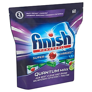 Túi 60 viên rửa chén Finish Quantum Max Dishwasher Tablets Apple&Lime QT025461 - hương chanh, táo